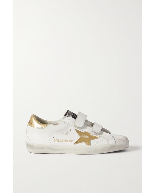 Golden Goose Old School Shearling-lined Distressed Glittered Leather Sneakers