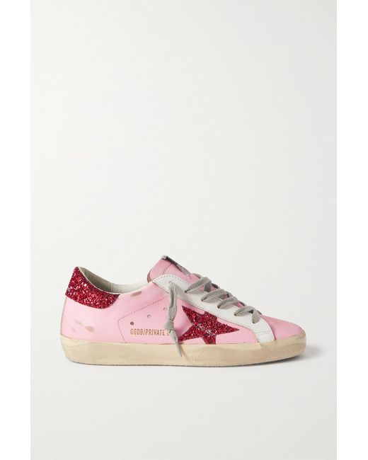 Golden Goose Superstar Distressed Leather Suede And Shearling Sneakers