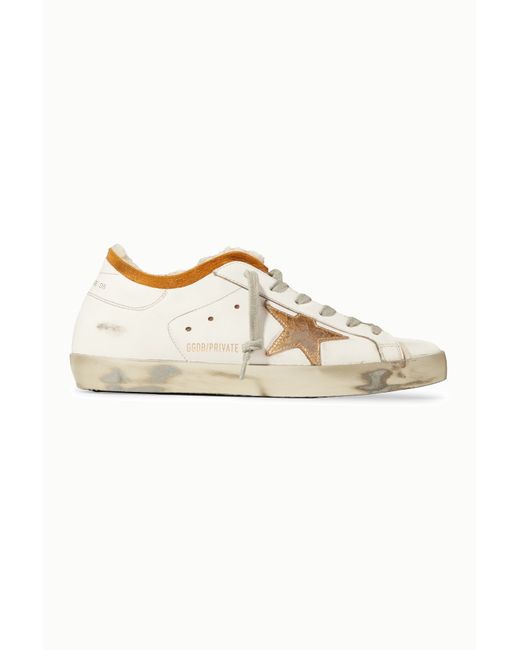 Golden Goose Superstar Shearling-lined Distressed Leather Sneakers
