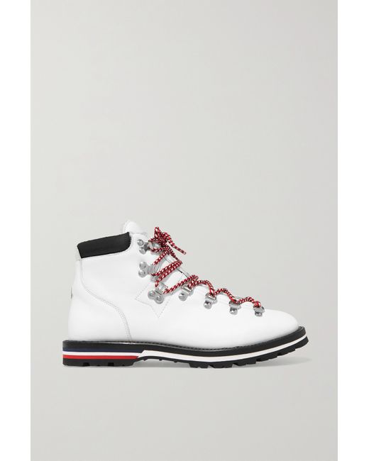 Moncler Blanche Shearling-lined Leather Ankle Boots