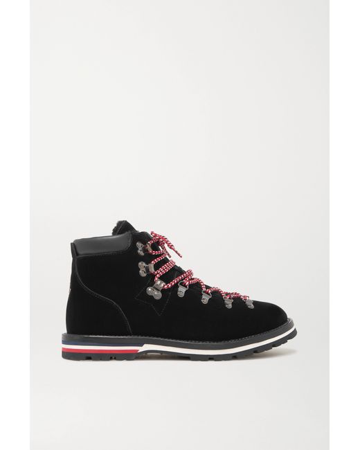 Moncler Blanche Shearling-lined Velvet Ankle Boots