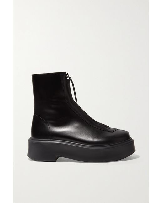 The Row Textured-nubuck Platform Ankle Boots