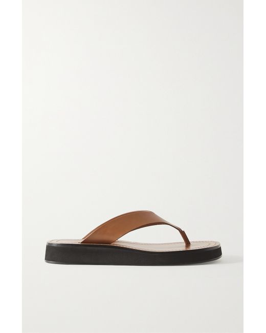 The Row Ginza Leather Platform Flip Flops