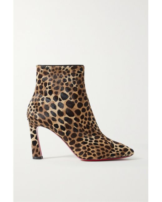 Christian Louboutin So Eleonor 85 Leopard-print Calf Hair Ankle Boots