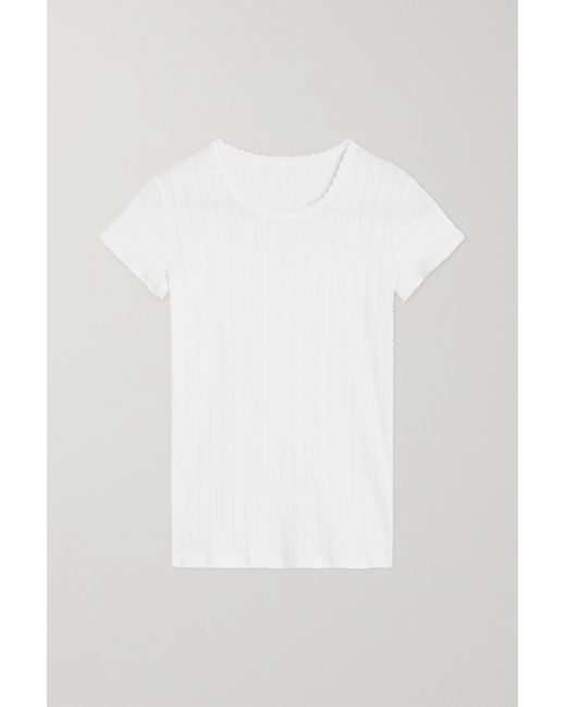 Leset Pointelle-knit Cotton-jersey T-shirt