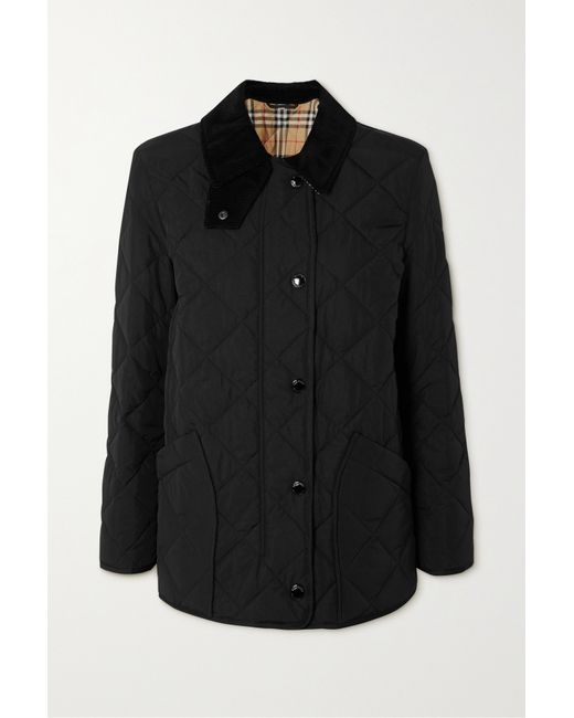 Burberry Corduroy-trimmed Quilted Shell Jacket