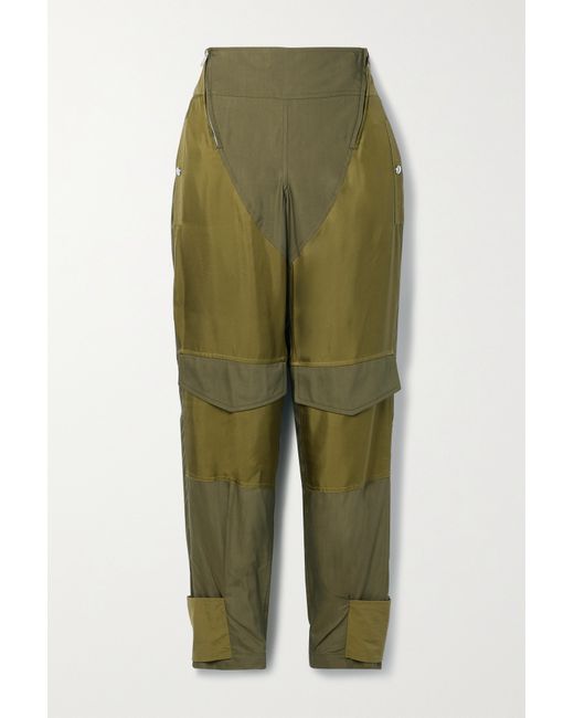 Burberry Paneled Silk-twill And Lyocell-blend Cargo Pants
