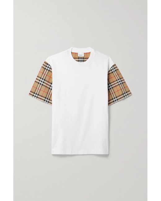 Burberry Checked Poplin-trimmed Cotton-jersey T-shirt