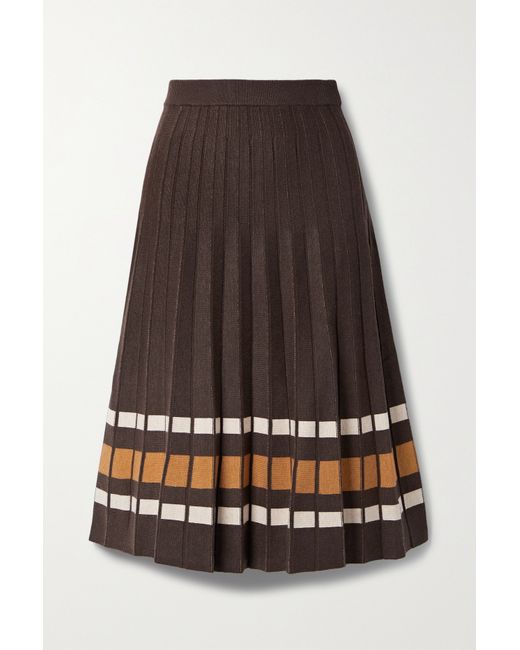 Dodo Bar Or Adam Pleated Striped Knitted Midi Skirt