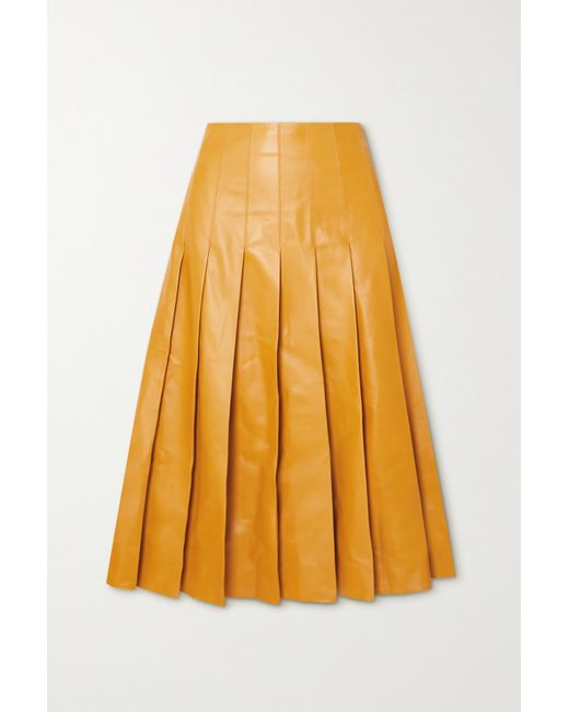 Loro Piana Pleated Leather Skirt