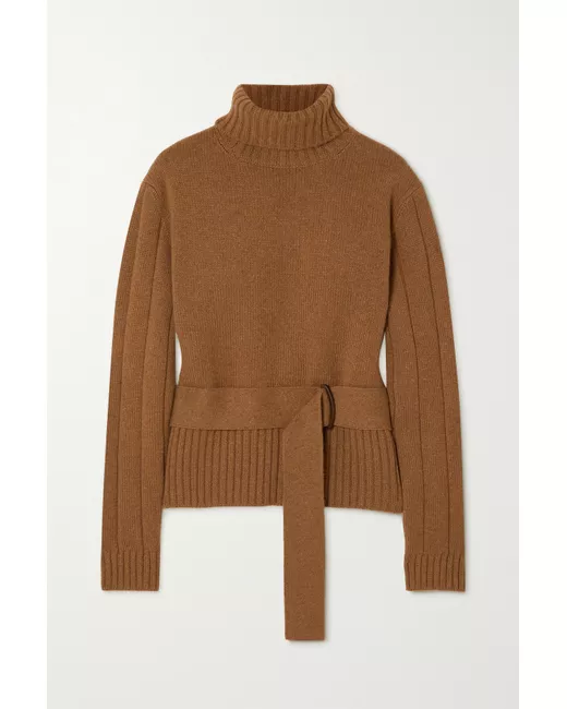 Loro Piana Belted Cashmere Turtleneck Sweater