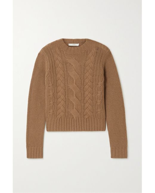Vince Cropped Cable-knit Cashmere Sweater