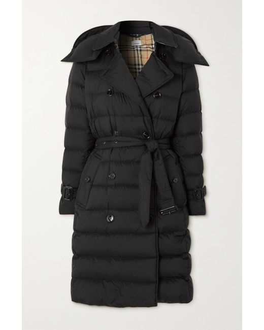 Burberry Belted Hooded Double-breasted Quilted Shell Down Coat