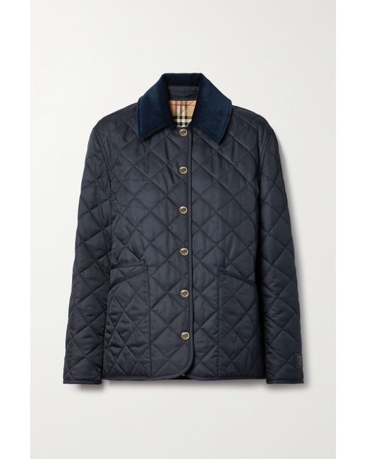 Burberry Reversible Corduroy-trimmed Quilted Shell And Checked Cotton Jacket