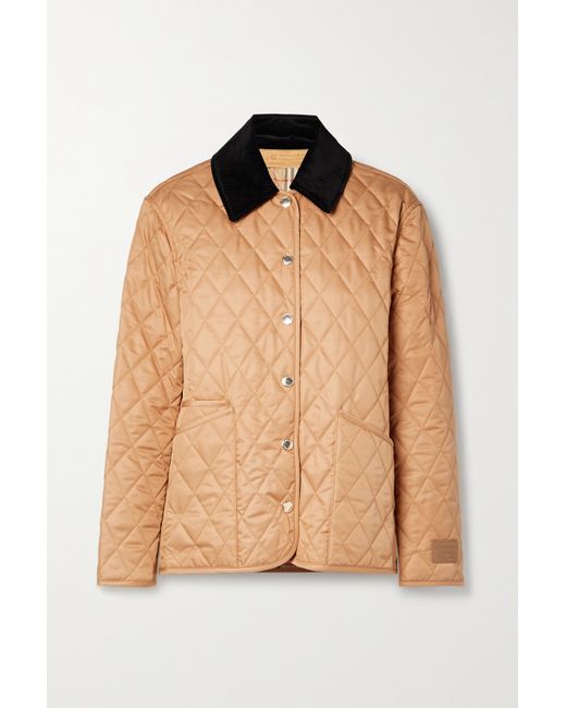 Burberry Corduroy-trimmed Quilted Shell Jacket