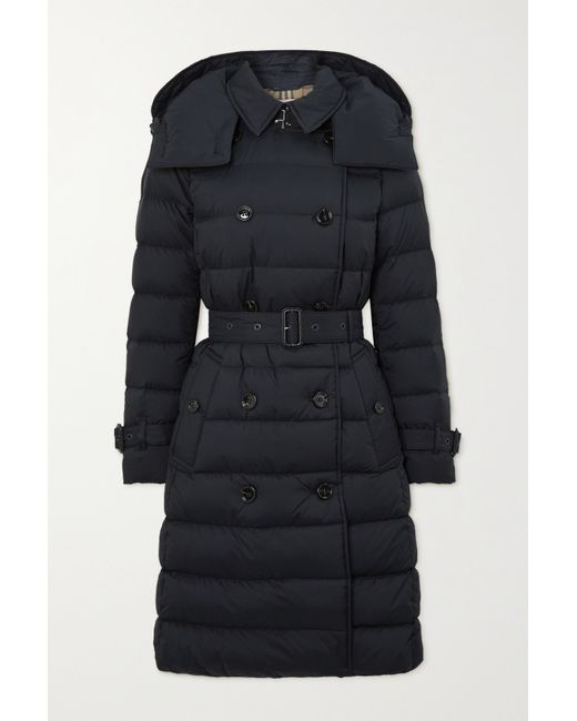 Burberry Hooded Double-breasted Quilted Shell Down Coat