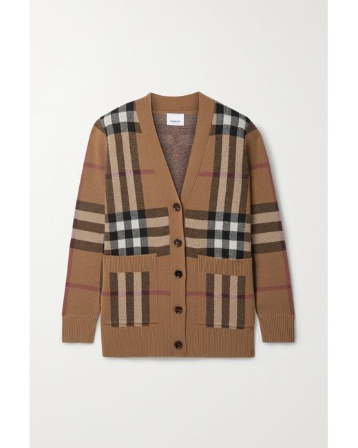 Burberry Checked Wool And Cashmere-blend Cardigan