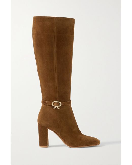 Gianvito Rossi Ribbon 85 Buckled Suede Knee Boots