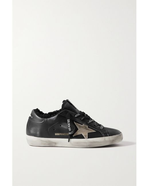 Golden Goose Superstar Shearling-lined Distressed Leather Sneakers