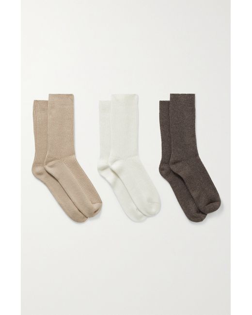 Arch4 Lucia Set Of Three Ribbed Cashmere Socks