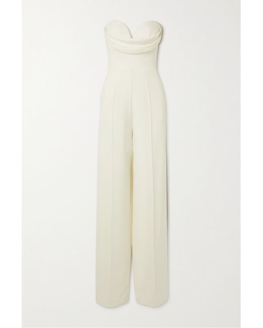 Alex Perry Hayden Strapless Draped Crepe Jumpsuit