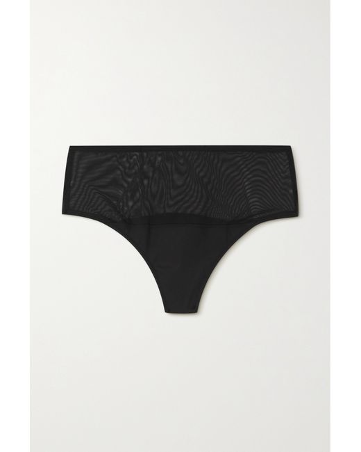 Heist The High Waist Paneled Jersey And Tulle Thong