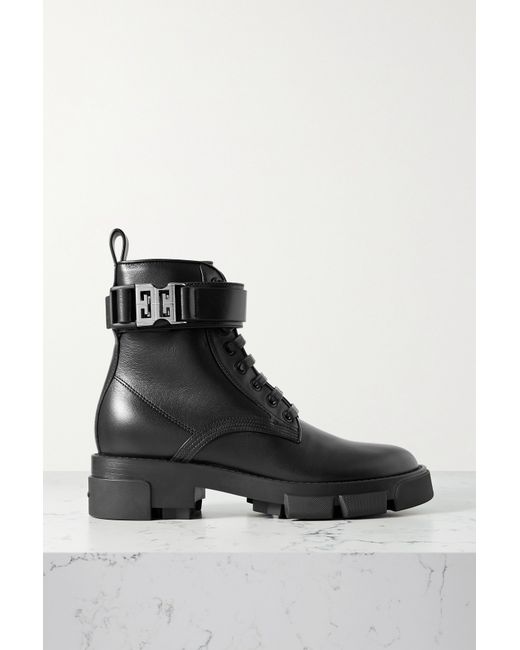 Givenchy Terra Buckled Leather Ankle Boots