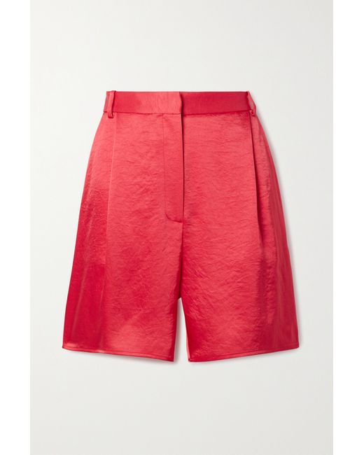 Lapointe Pleated Crinkled-satin Shorts