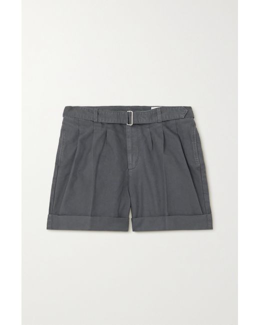 Officine Generale Georgia Belted Pleated Cotton-twill Shorts