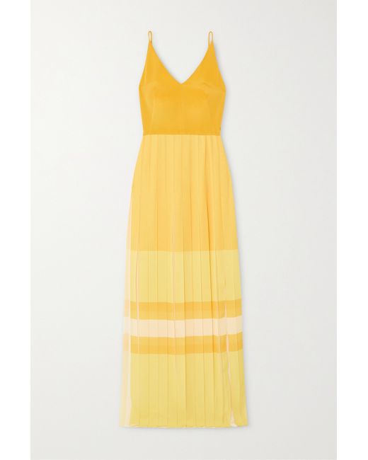 Akris Pleated Color-block Silk Maxi Dress
