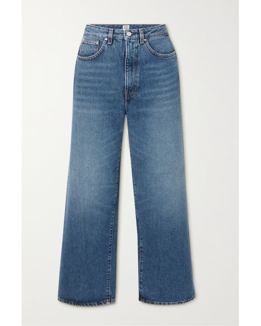 Totême Cropped Organic High-rise Wide-leg Jeans
