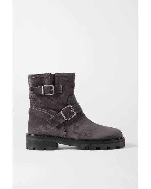 Jimmy Choo Youth Ii Buckled Suede Ankle Boots
