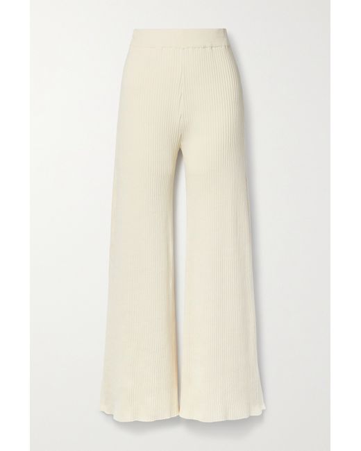 Anna Quan Jordan Ribbed Cotton Wide-leg Pants