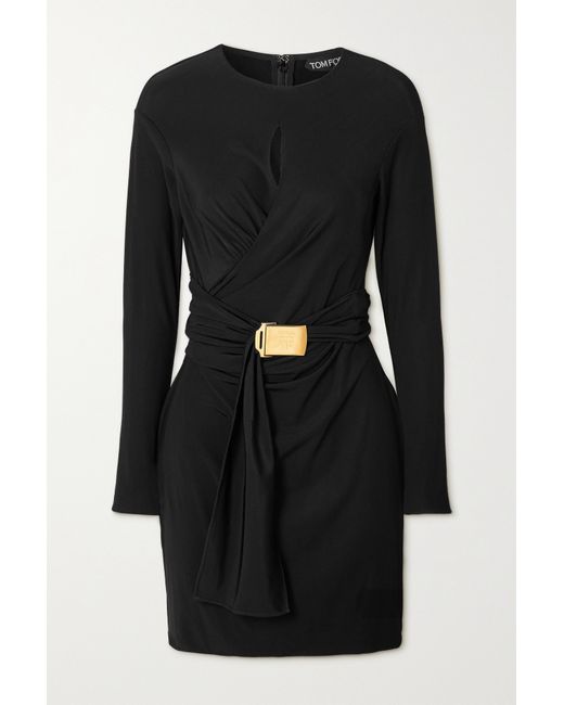 Tom Ford Belted Cutout Stretch-jersey Mini Dress
