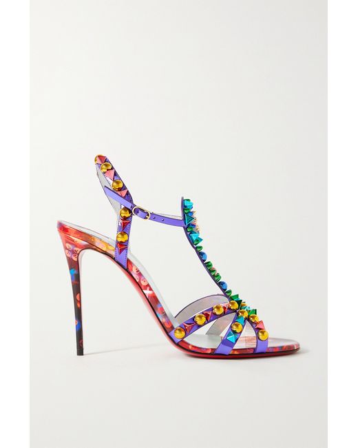 Christian Louboutin Goldora 100 Studded Patent-leather Sandals