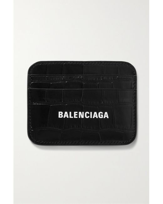 Balenciaga Cash Printed Croc-effect Leather Cardholder