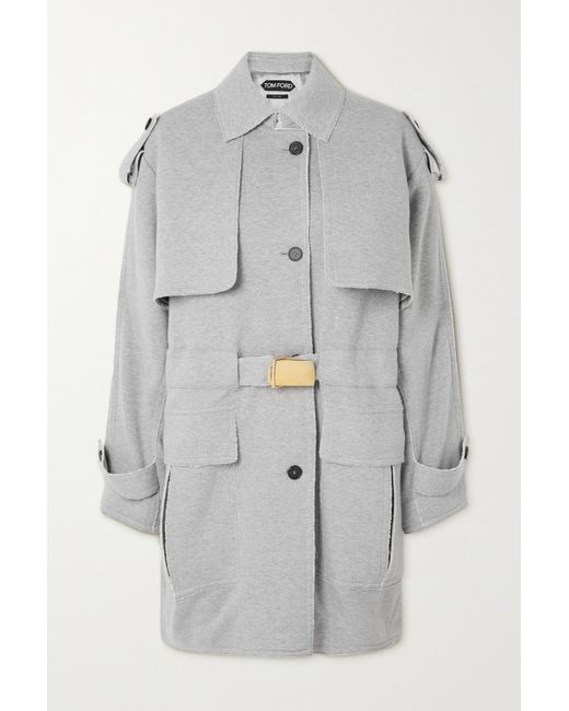 Tom Ford Belted Frayed Cotton-jersey Trench Coat