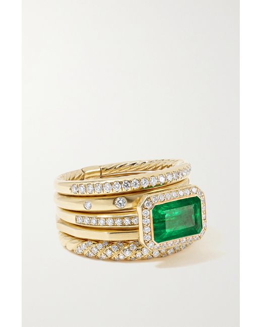 David Yurman Stax 18-karat Emerald And Diamond Ring