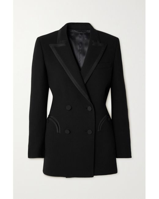 Blazé Milano Resolute Everyday Double-breasted Silk-trimmed Wool-crepe Blazer