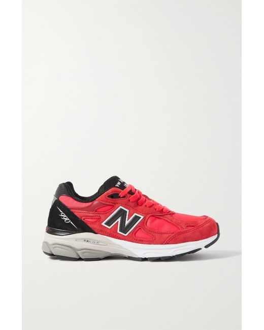 New Balance 990v3 Leather-trimmed Suede And Ripstop Sneakers