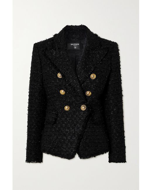 Balmain Fringed Cotton-blend Bouclé-tweed Jacket