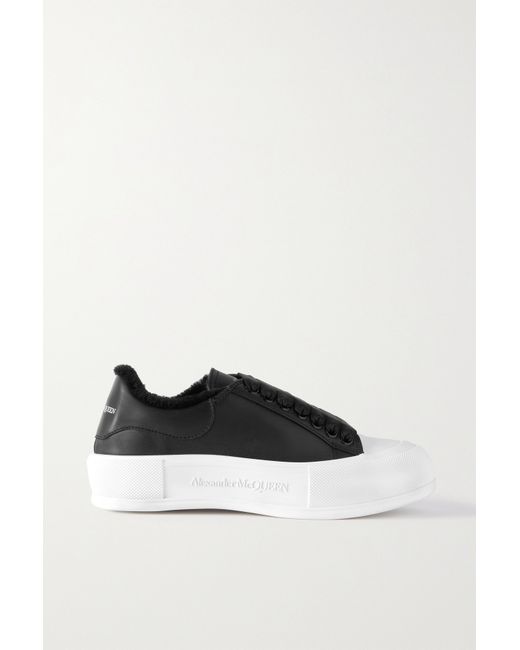 Alexander McQueen Shearling-lined Leather Exaggerated-sole Sneakers