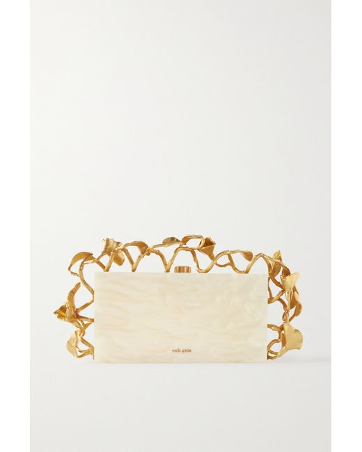 Cult Gaia Fana Marbled Acrylic And Gold-tone Clutch
