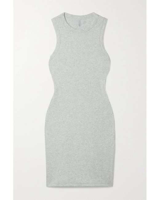 Skims Ribbed Stretch-cotton Jersey Mini Dress Light Heather Grey