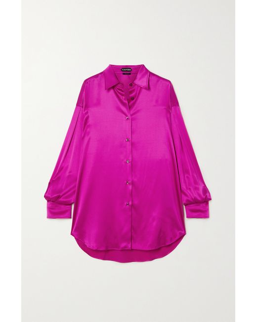 Tom Ford Oversized Silk And Lyocell-blend Satin Shirt Bright