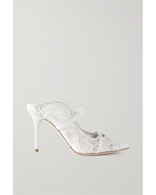 Malone Souliers Maureen 85 Leather-trimmed Corded Lace Pumps