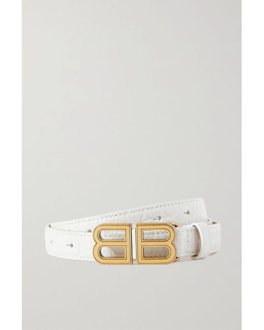 Balenciaga Bb Hourglass Croc-embossed Leather Belt