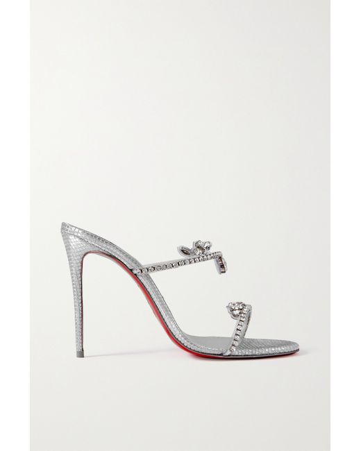 Christian Louboutin Just Queen 100 Crystal-embellished Pvc And Leather Mules