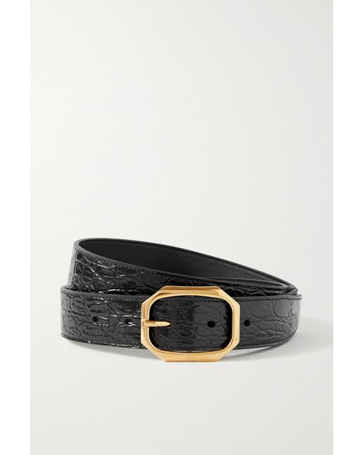 Saint Laurent Croc-effect Leather Belt