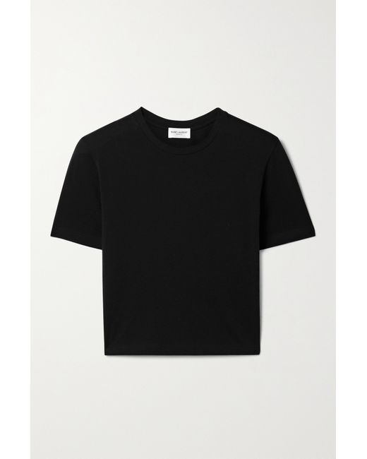 Saint Laurent Cropped Cotton-jersey T-shirt